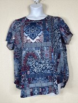 Allison Daley Womens Plus Size 3X Blue/Pink Floral Mosaic T-shirt Short Sleeve - £10.65 GBP