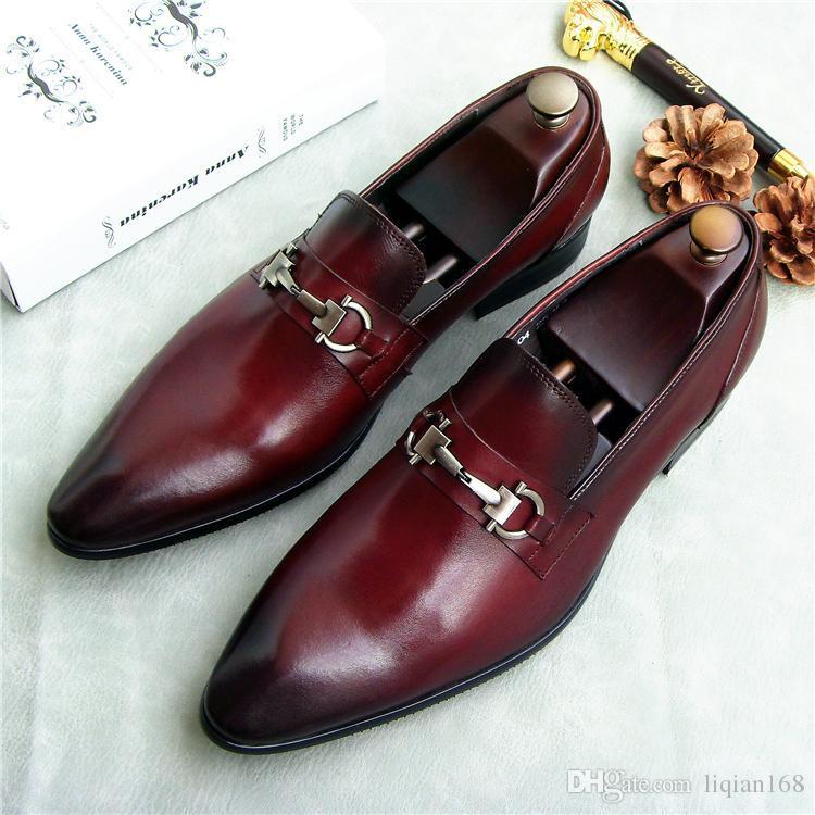 NEW Handmade Men's Burgundy Shoes, Men's New Leather Loafer Slip On Brogue Shoes