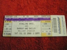 Ringling Brothers &amp; Barnum Bailey Circus Reliant Stadium TX 7/22/06 Ticket Stub - £3.98 GBP