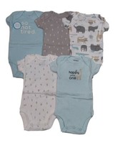 Carter&#39;s 5 Pack Bodysuits for Boys Newborn 3 6 9 or 12 Months Happy Litt... - £4.74 GBP