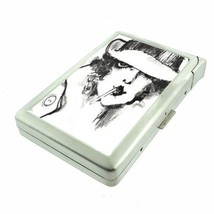 Vintage Smoking Woman C4 100&#39;s Size Cigarette Case w/built in lighter Wallet - £17.30 GBP