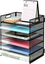 Black Vicnova Mesh Desk File Organizer, Letter Tray Paper Organizer With 6 Tier - £30.60 GBP
