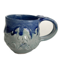 Ceramic Clay pottery handmade Artist Sand Sea Wave Surfer coffee Cup mug - £19.45 GBP