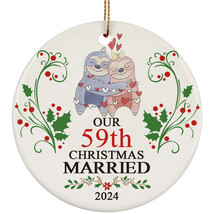 Our 59th Years Christmas Married Ornament Gift 59 Anniversary Funny Sloth Couple - £12.45 GBP