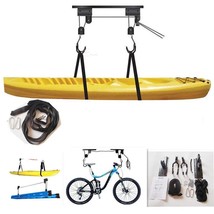 Kayak lift canoe boat lift pulley system garage ceiling storage rack bike rack w - £74.76 GBP
