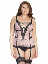 Women Lace Up Elasticized Stretch Lace Underwire Top Pink Plus Size 1x/2x - £51.91 GBP