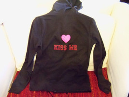 Black Kiss Me Zip Up Hoodie Size M 8/10 Women&#39;s NEW LAST ONE - $21.17