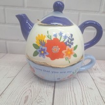 Decorative Teapot And Cup Combo Painted Flowers, Grandma Gift Set New - $19.86 CAD