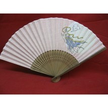 Vintage Asian Sandlewood &amp; Fabric Painted Hand Fan - £15.63 GBP