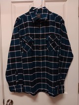 Jachs Long Sleeve Button Down Heritage Flannel Shirt Blue Plaid Men&#39;s XL Heavy - £18.78 GBP