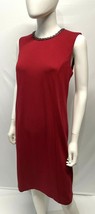 Chico&#39;s Red Ponte Knit Shift Dress Crew Neck Chain Detail NEW 1 M/8 *see note - $19.77