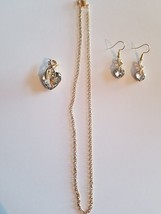 HEART Pendant &amp; Earrings Set ~ Goldtone Colored ~ Necklace ~ Jewelry - £11.95 GBP