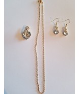 HEART Pendant &amp; Earrings Set ~ Goldtone Colored ~ Necklace ~ Jewelry - £11.76 GBP