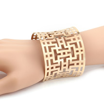 Rose Gold Tone Cuff Bracelet With Cut Out Design - £22.49 GBP