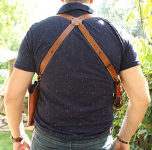 Fits SIG P365 XL 9mm W/Out Rail 3.7”BBL Leather Shoulder Holster Double Mag#1518 image 6