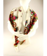 *Russian Pavlov&#39;s Traditional Floral Scarf Fringed Scarf Shawl Large 49&quot;... - $54.41