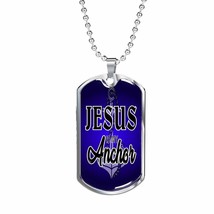 Jesus Is My Anchor Necklace Stainless Steel or 18k Gold Dog Tag 24&quot; Chain - £37.92 GBP+