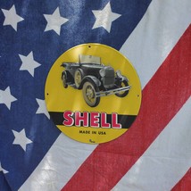 Vintage 1946 Royal Dutch Shell Oil & Gasoline Company Porcelain Gas And Oil Sign - $125.00