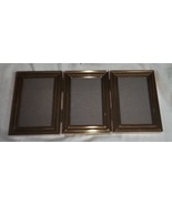 Tri Fold Photo Picture Frame Gold Metal 4x2.5 Three Section Vintage? - £9.42 GBP