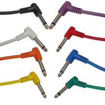 8 Pack Colored 1/4&quot; Mono Ts Right Angle 6 Ft Foot Patch Cables Guitar In... - £29.25 GBP