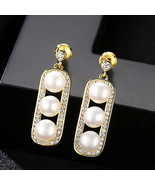 Pearl Earrings Women&#39;s S925 Sterling Silver Freshwater Pearl Long Earrings - £31.45 GBP