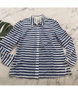 Jigsaw Womens Button Up Shirt Top Size 6 Blue White Striped Long Sleeve ... - £23.51 GBP