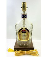CROWN ROYAL Large 1.75L Liquor Bar Bottle TABLE LAMP Lounge Light w/ Woo... - £43.90 GBP