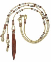 Western Horse Braided Leather Romal Romel Reins w/Silver ferrules + Leather Quir - £47.00 GBP