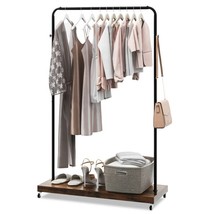 Industrial Style Heavy Duty Metal Pipe Clothes Garment Rack with Bottom Shelf - £135.44 GBP