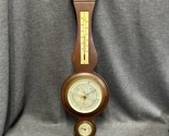Banjo Style Mahogany Weather Station Barometer Brass Wood 21” Tall - $24.75