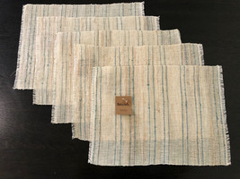 Arlee Home Fashions Bolivia Stripe Blue Ramie Set Of 5 Placemat Table Linens - £12.45 GBP