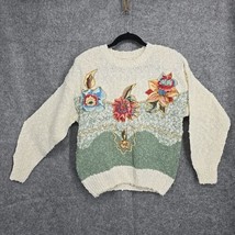 Vintage Needles and Yarn Sweater Womens Large Floral Grannycore Cottagecore - £16.26 GBP