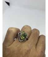 Vintage Genuine Faceted Green Peridot 925 Sterling Silver Cocktail Ring - £73.53 GBP