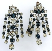 Vintage 925 Sterling Silver Sapphire Crystal Chandelier Drop Earrings Ar... - £31.20 GBP