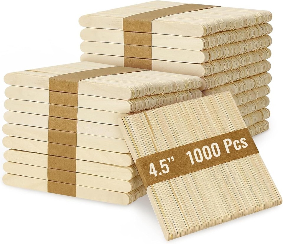 Birch Popsicle Sticks for Crafts, Food, Ice Cream Set 300 PCS 4&quot;, 5&quot;, 6&quot;... - $17.99+