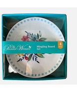 Pioneer Woman Mingling Board Plate Set 4 Appetizer Plates Holds Wine Glass - $19.99