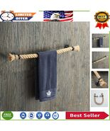 Rustic Nautical Bathroom Towel Bar - 24&#39;&#39; Wall-Mounted Rope and Stainles... - $55.93 CAD