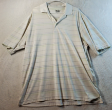 Walter Hagen Polo Shirt Mens Size XL White Striped Polyester Short Sleeve Collar - £10.98 GBP