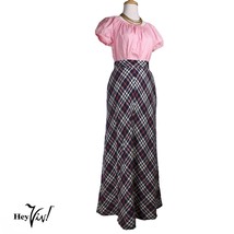 Vintage 1970s Century of Boston Glitter Plaid Maxi Skirt Size 12 W27&quot;- H... - £28.69 GBP