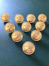 Lot of 10 USSR Navy Uniform Gold tone Metal Buttons 22 mm Anchor with Rope - $7.59