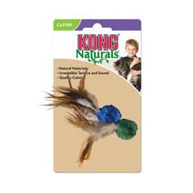 KONG Crinkle Ball with Feathers Cat Toy - Natural Fabrics and Catnip Encourages - £3.91 GBP+