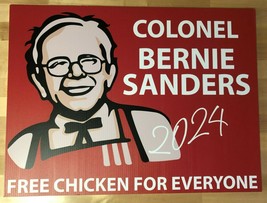 BERNIE SANDERS Political Yard Sign w/Stake - 24&quot; x 18&quot; - KFC &quot;FREE CHICK... - £11.67 GBP
