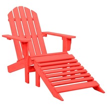 Garden Adirondack Chair with Ottoman Solid Fir Wood Red - £49.80 GBP