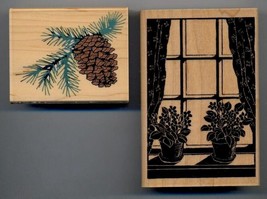 Set of 2 Stamps - Pine Bough &amp; Room With a View, Brand-New, by Rubber Stampede - £15.86 GBP