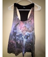 Size L Teenage Runaway Black Purple Galaxy Skull Racerback Scoop Neck Ta... - $23.18 CAD