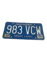 1987 Michigan License Plate Great Lakes Blue # 983 VCW Vintage Tag Man Cave Blue - £9.74 GBP
