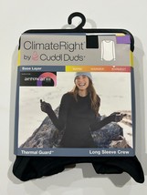Climate Right Cuddl Duds Women&#39;s Thermal Guard Long Sleeve Crew Size Large Black - £7.05 GBP