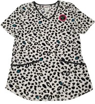 Scrubstar Women&#39;s Delicate Cheetah Print Scrub Top White Black NWT Size ... - £12.58 GBP