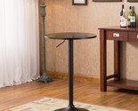 Metal Bar Table With Round Top, Black Legs And Base, And Adjustable Heig... - £77.06 GBP