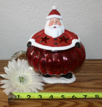 Kirkland's Crackled Red Glass Santa Jar 5.75 x 7 1/2 Christmas Candy Dish - $9.80